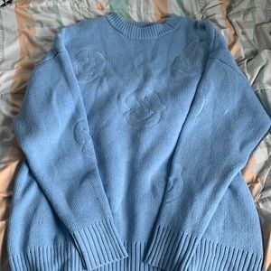 Sky blue smiley knit sweater